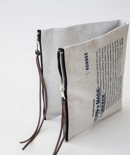 KORRES Beige Double Zipper Beauty Bag 26x22cm