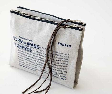 KORRES Beige Double Zipper Beauty Bag 26x22cm