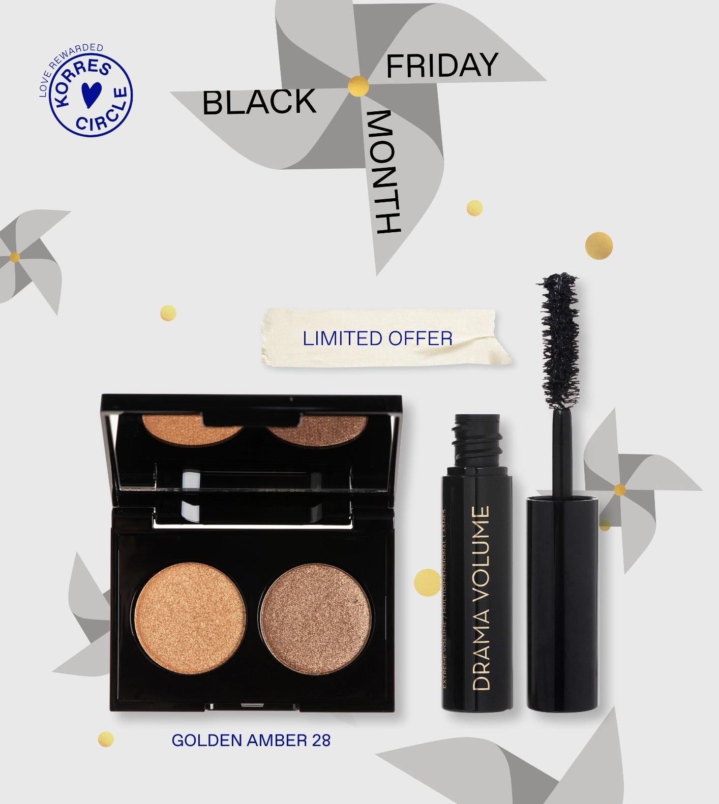 <p>FREE</p> - <p>bestselling Volcanic Minerals Velvet Dual Eyeshadow of <br/>incredibly smooth blendable texture & Drama Volume Mascara <br/>deluxe size with any online order over €70 <br/>+ FREE shipping!</p> 