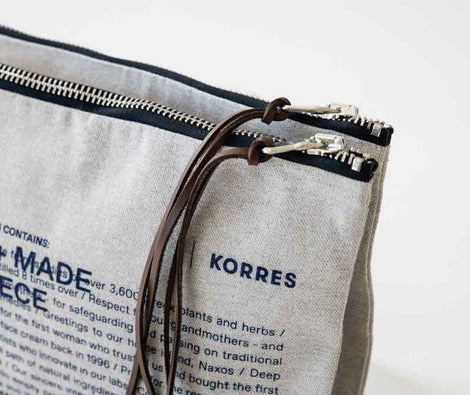 KORRES Beige Double Zipper Beauty Bag 26x22cm
