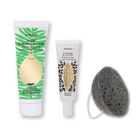 2 Masks for Face & Eyes + 1 Sponge with Activated Carbon