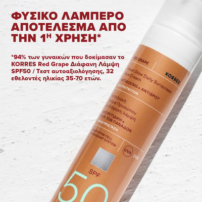 Κόκκινο Σταφύλι Αντηλιακή Κρέμα Προσώπου με Διάφανη Λάμψη SPF 50