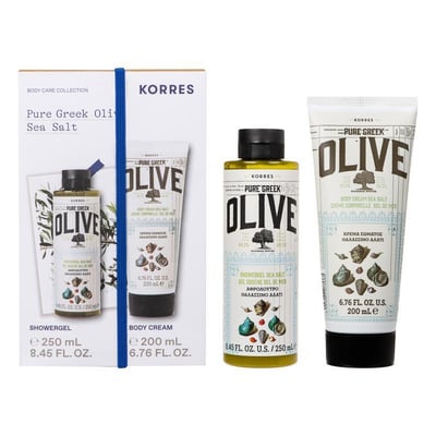 Pure Greek Olive Sea Salt Showergel + Body Milk Set